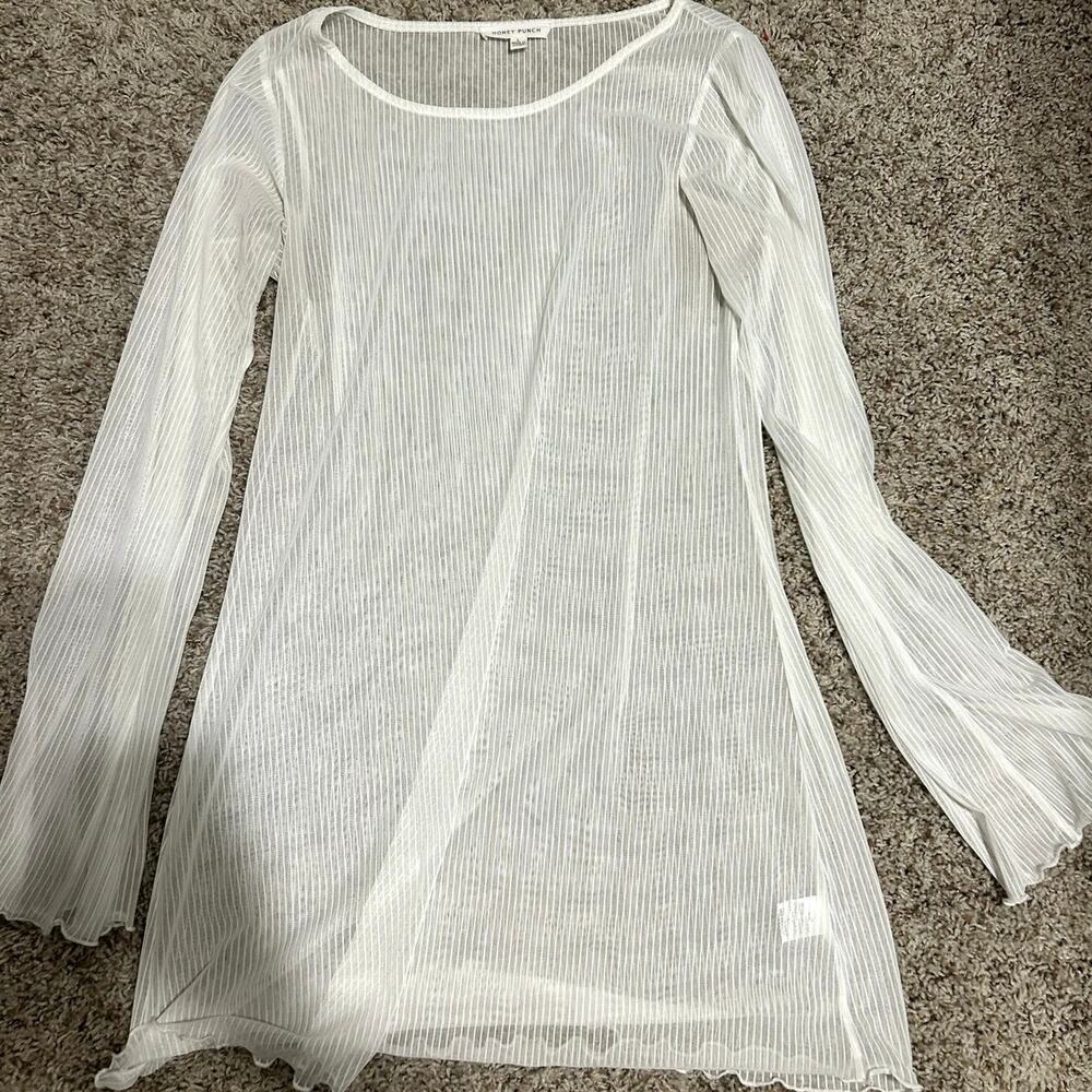 honey punch white mesh dress